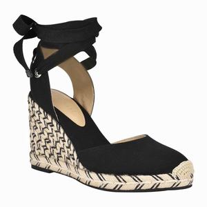 Nine West Friend Ankle Wrap Espadrille Sleehak Sandalen Zwart Nederland | BQO-785126